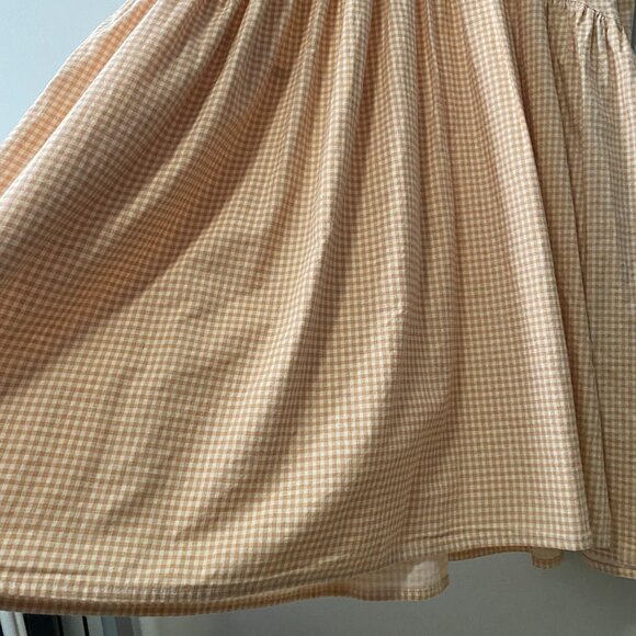 Handmade Plus Size Cotton Orange Tan Cream Gingham Elastic Straps Dress - Picture 15 of 16